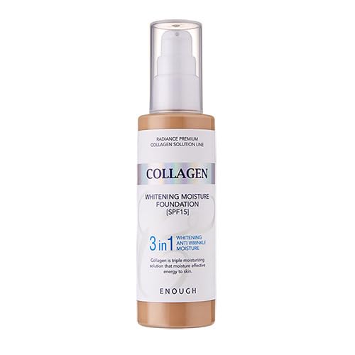 Enough Collagen 3in1 Whitening Moisture Foundation SPF15, 3.38 fl oz/ 100ml - Brightening, Moisturizing, Anti-Aging, Korean Skin Care Makeup (#23 Natural beige, 3.38 fl oz / 100ml)-VivaGrace Women