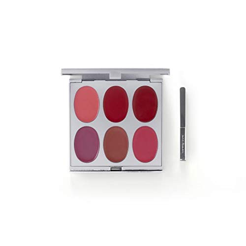 Jerome Alexander New Again Lipstick Palette & Retractable Brush, 6 Hot-Poured, Buildable & Blendable Smooth Matte Shades (Hot Colors)-VivaGrace Women