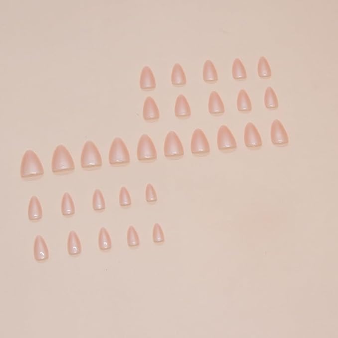 Pink Press On Nails Short Almond 30 Pcs, Jelly Pink Designer Reusable Acrylic Fake Nails with Glue, Glossy Soft Gel Nails Wedding and Party, Stick On Glue On Nails, Nial for Women Gift