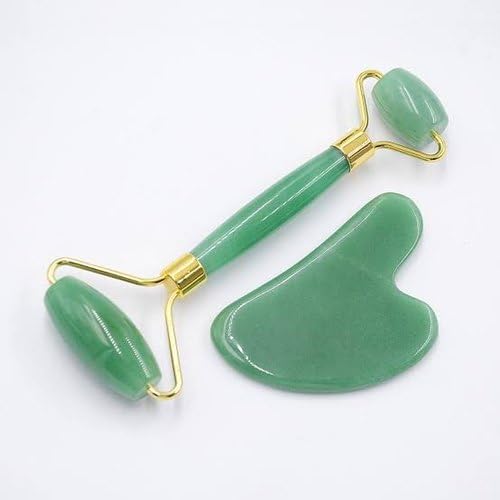 Green Jade Roller & Gua Sha Set, Face Roller Manual Massager,Green Jade Applicator for Face, Neck,Body Muscle,Relaxing, Stimulating Blood Flow, Relieve Fine Lines, Wrinkles,Green-VivaGrace Women