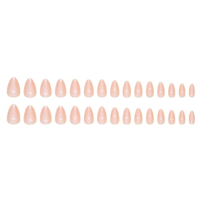 Pink Press On Nails Short Almond 30 Pcs, Jelly Pink Designer Reusable Acrylic Fake Nails with Glue, Glossy Soft Gel Nails Wedding and Party, Stick On Glue On Nails, Nial for Women Gift