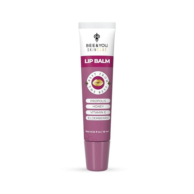 Bee and You Elderberry and Propolis Extract Lip Balm, Beeswax, Shea Butter, Vitamin E, 100% Natural Moisturizing Lip Balm, Chapstick, Chapped Lips Treatment Severe, 10ml-VivaGrace Women