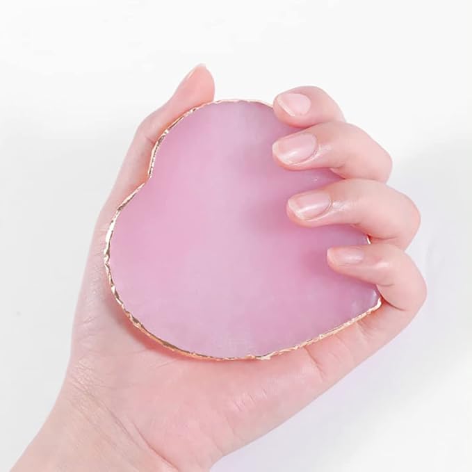 Heart Shape Resin Palette Nail Art Painting Palette Nail Design Palette Gold Edge Nail Holder Makeup Display Board Manicure Tool Pink-VivaGrace Women