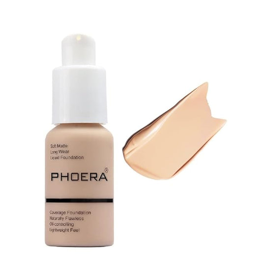 PHOERA Foundation Full Coverage Liquid Foundation Cream - Long-lasting Lightweight Concealer - Oil-Free Formula - Natural Shade - Suitable for All Skin Types (Nude #102)-VivaGrace Women