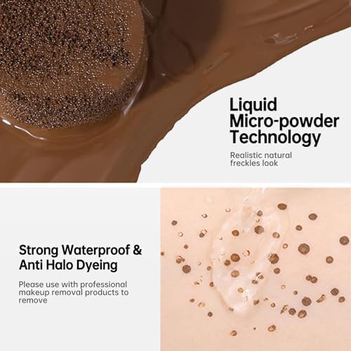 Freckle Stamp Natural Like Freckle Pen Makeup Fake Freckles Cushion Waterproof Long Lasting Quick Dry, Get Sun-kissed Stars Makeup in One Press, Dark Brown, 15 g-VivaGrace Women
