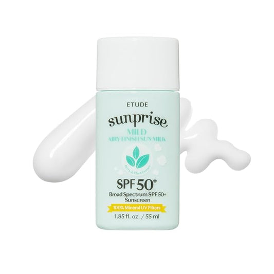 ETUDE Sunprise Sunscreen Mild Sun Milk SPF 50+ / PA++++ (55ml) | Sebum-free, Non-Sticky, Long Lasting Protection, 100% Mineral Korean Sunscreen for sensitive skin-VivaGrace Women