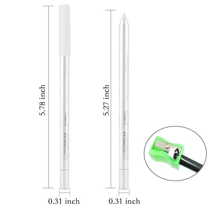 evpct Metallic White Gel Eyeliner Pencil for Women Waterline Waterproof Smudge Proof Eye Makeup Liners, White Mascara Eye Liner Gel Liner Eyeliner with Sharpener delineador de ojos contra el agua 22