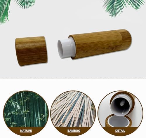Bamboo Empty Lip Balm Containers 5.5g 6 Pack,Refillable DIY Lip Balm Tube Containers with Clear PP Plastic Inner,Lip Gloss Tubes Chapstick Holder for DIY Cosmetic Samples Deodorant-VivaGrace Women