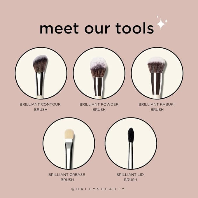 HALEYS Kabuki Makeup Brush + GWP Skin Tint Mini, VEGAN+CRUELTY-FREE, Sustainable Wood, Vegan Bristles for Airbrushed Finish, For Creams, Liquids, Powder, Streak-free, Perfect Blending, Buffs, Blurs-VivaGrace Women