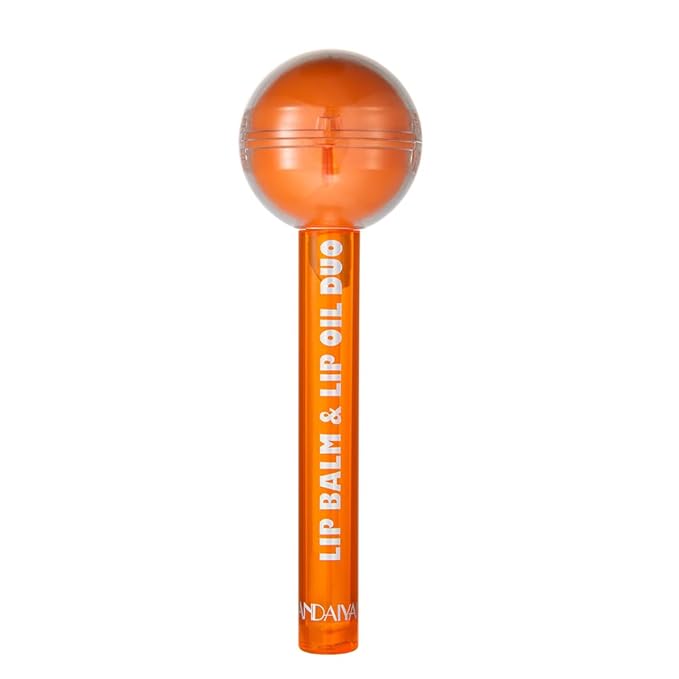 Tinted Lip Balm Lollipop Lip Gloss, Magic pH Color Changing Pink Lipstick & Vitamin E Clear Lip Oil Combo, Hydrating Plumping Lip Care Product for Girls (Orange)-VivaGrace Women