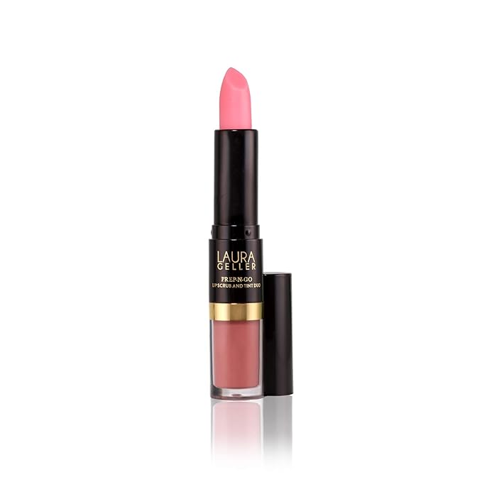 LAURA GELLER NEW YORK Prep-n-Go 2-in-1 Lip Scrub and Lip Oil Tint, Lip Hydrating Oil and Exfoliator, Finish Line-VivaGrace Women