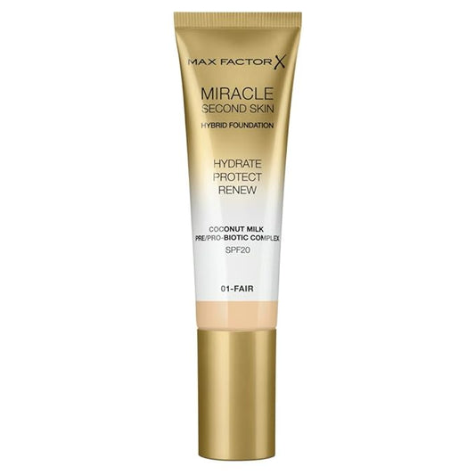 Max Factor Miracle Second Skin Foundation SPF 20-01 Fair Foundation Women 1.01 oz-VivaGrace Women