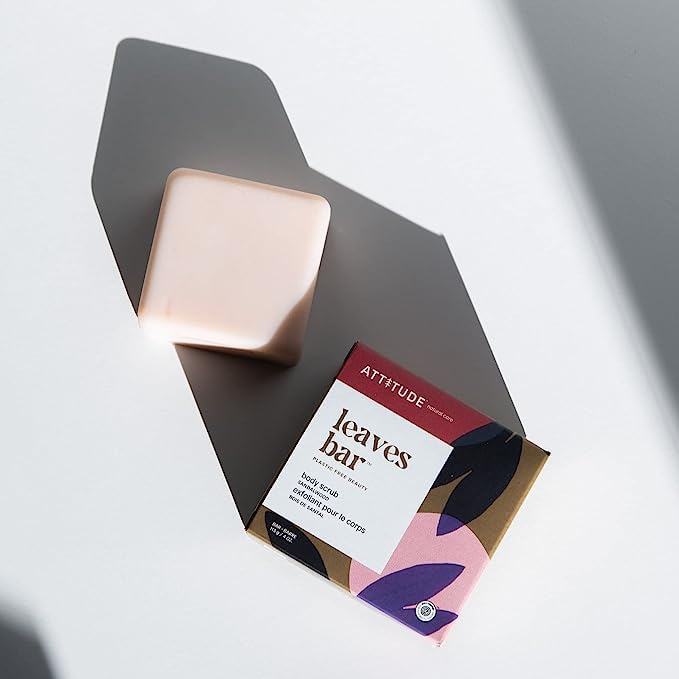 ATTITUDE Body Scrub Bar, Natural Origin, Gentle Exfoliator for Body and Foot, Nourishes and Softens Skin, Bamboo Powder & Shea Butter, EWG verified & Vegan, Sandalwood, 4 Oz-VivaGrace Women