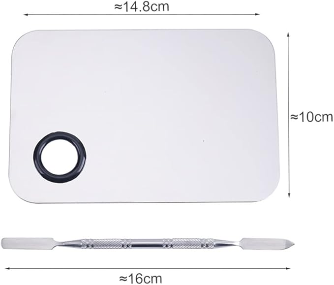 Makeup Mixing Palette,Stainless Steel Foundation Palette Cosmetic Mixing Makeup Palette Eye Shadow Eyelash Makeup Plate with Spatula Rod for Mixing Foundation Eye Shadow Eyelash Nail Art-VivaGrace Women