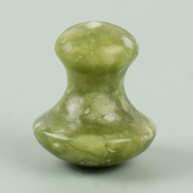 2 Pcs Mushroom Jade Gua Sha Facial Tools, Jade Roller Guasha Massage Green Jade Stone Mushroom Shaped Face Lift Remove Wrinkles Massager for Women Spa, Massage Knobs for Body Relaxing-VivaGrace Women