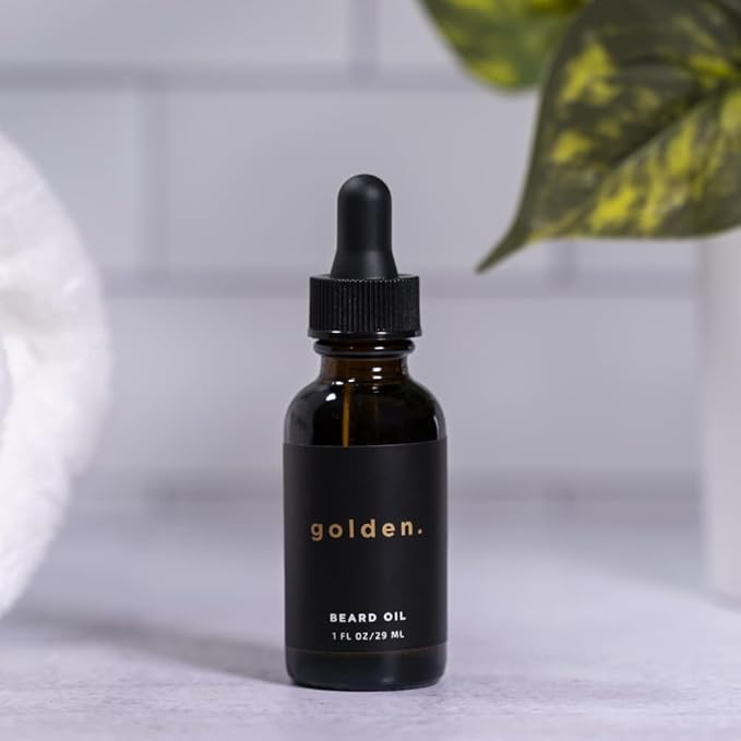 Golden Grooming Co. Beard Oil for Men - Nourishing & Organic Beard Moisturizer - Organic Oil for Beard Growth - All-Natural Formula with Vitamin E - Smooth and Soft Beard - 1 fl oz-VivaGrace Women
