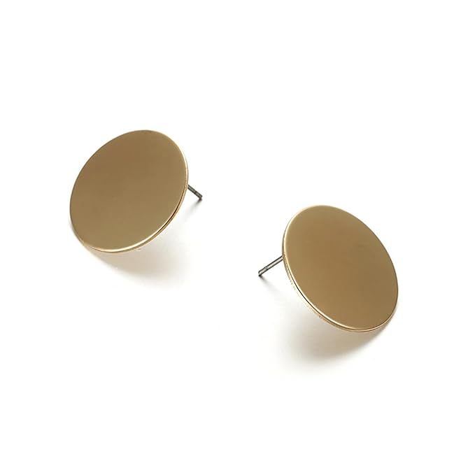 Boho Large Disc Coin Earrings Gold Coin Stud Earrings Geometric Circle Earrings Minimalist Round Circle Disc Earrings Jewelry for Women and Girls-VivaGrace Women