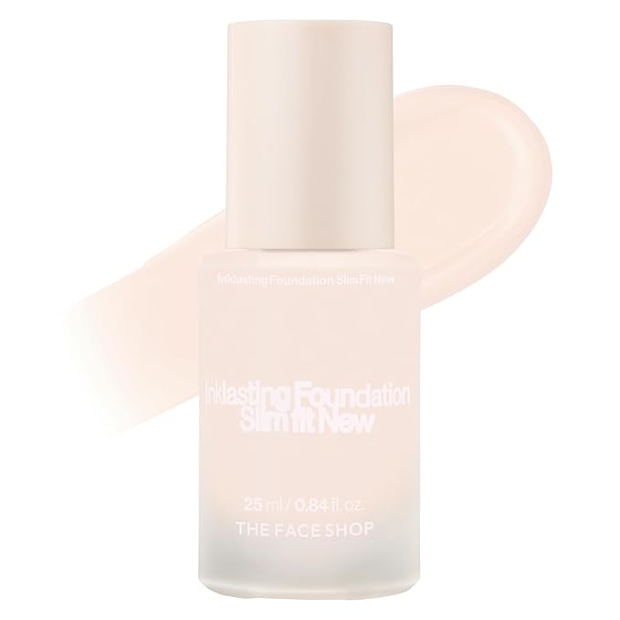 THE FACE SHOP Ink Lasting Liquid Foundation, Full Coverage, 72‑Hour Wear Semi‑Matte Finish, Makeup with Bakuchiol, C010 Fair Cool, 0.84 Fl. Oz.-VivaGrace Women