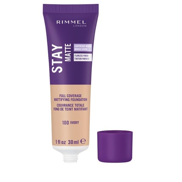 Rimmel London Stay Matte Liquid Mousse - 091 Light Ivory - Foundation, Lightweight, Shine Control, Oil-Free, 1oz-VivaGrace Women