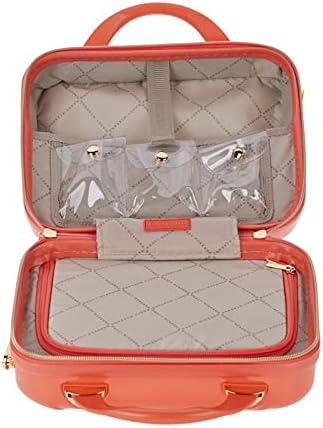 2-in-1 Essential St. Tropez Design Beauty Case - Black/Cream Python, Rose Gold-VivaGrace Women