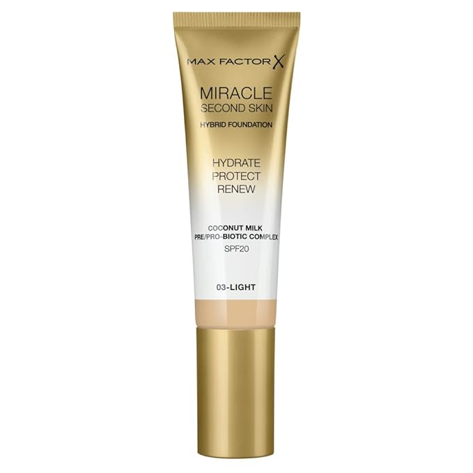 Max Factor Miracle Second Skin Foundation SPF 20-03 Light Foundation Women 1.01 oz-VivaGrace Women