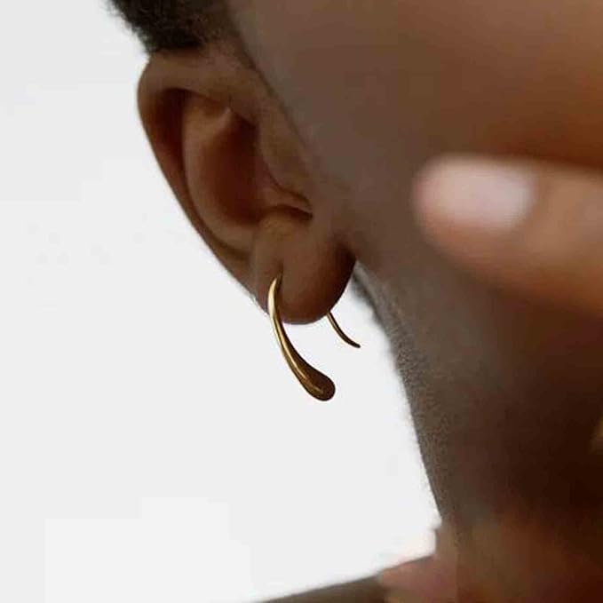 Water Tear Drop Earrings Abstract Droplet Hoop Earrings Gold Hook Threader Earrings Minimalist Drop Dangle Earrings Jewelry for Women and Girls Gifts-VivaGrace Women