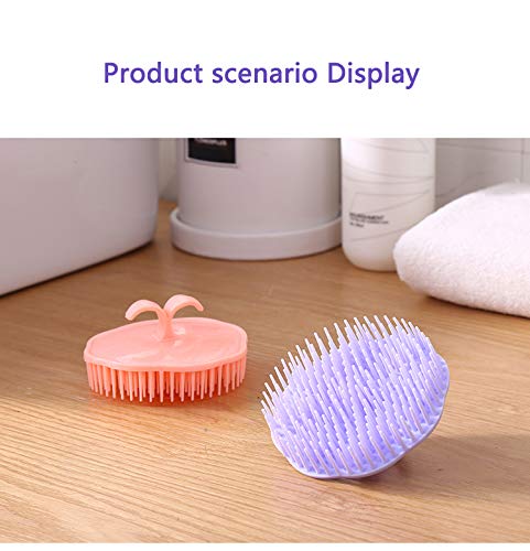 Hair Scalp Brush Dandruff Cleaning Brush Shower Scalp Shampoo Brush Scalp Massager Pack of 4 (Orange and Violet)-VivaGrace Women