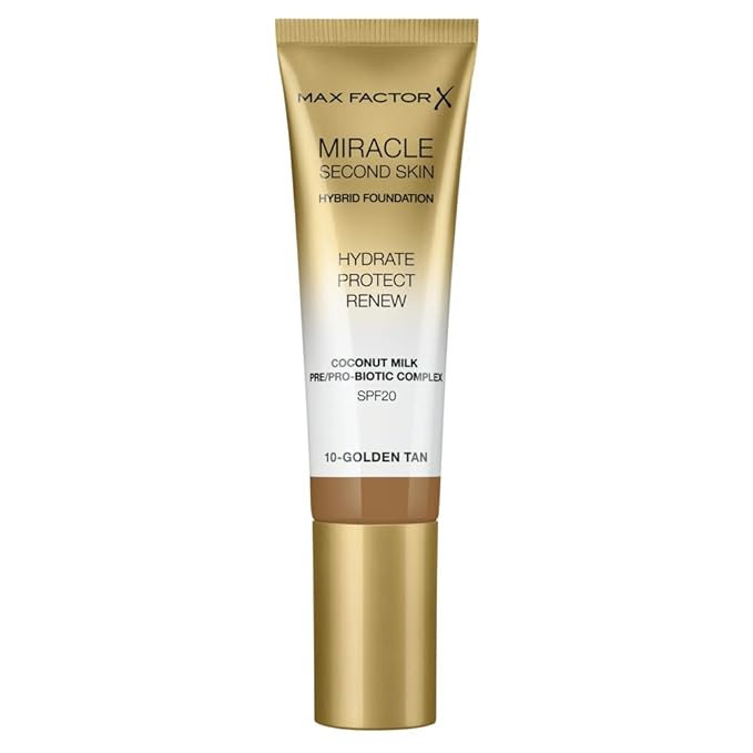 Max Factor Miracle Second Skin Hydrating Foundation, Golden Tan - 30 ml-VivaGrace Women