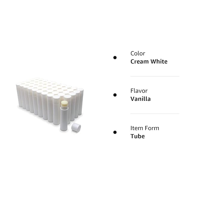 Natural Lip Balm Bulk, Customizable, 50 Pack, Vanilla | Add Your Own Labels For Party Favors, Gift Baskets, Business Branding, or Weddings. For Men, Women, and Children-VivaGrace Women