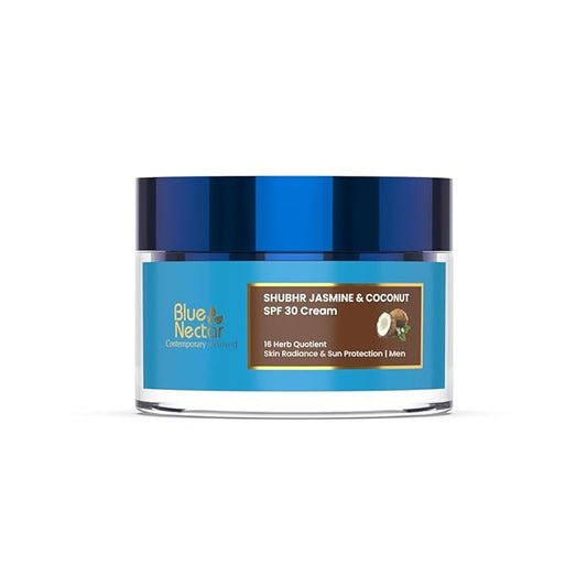 Blue Nectar Coconut Face Cream with SPF 30 Sunscreen for Men | Plant Based Oil Free Moisturizer for Face with Vitamin E |Sunscreen for Oily, Dry & Sensitive Skin (16 Herbs, 1.76 FlOz)-VivaGrace Women