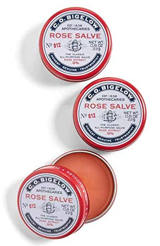 C.O. Bigelow All Purpose Salve Lip Balm Tins, Rose Salve Pack of 3 for Chapped Lips & Dry Skin - Moisturizing Lip, Cuticle 0.8 oz each-VivaGrace Women