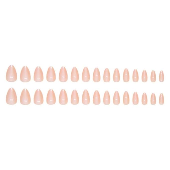 Press on Nails Medium Nude Fake Nails Almond False Nails with Design Reusable Acrylic Artificial Nails Full Cover Glue on Nails Glossy Stick on Nails for Women Girls Manicure 24pcs