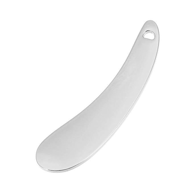 VOCOSTE 4 Pcs Makeup Spatula Mini Spoon, Eye Cream Massage Sticks Beauty Scoop, for Facial Cosmetic Face Cream, Zinc Alloy Moon Shape 2.13"x0.51", Silver Tone-VivaGrace Women