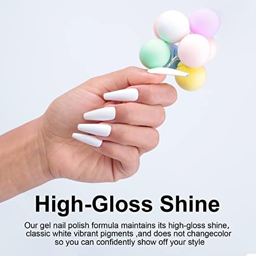Imtiti Gel Nail Polish, 15ml White Color Soak Off LED Long-Lasting Polish, DIY Art Starter for Manicure Salon, Women and Girls