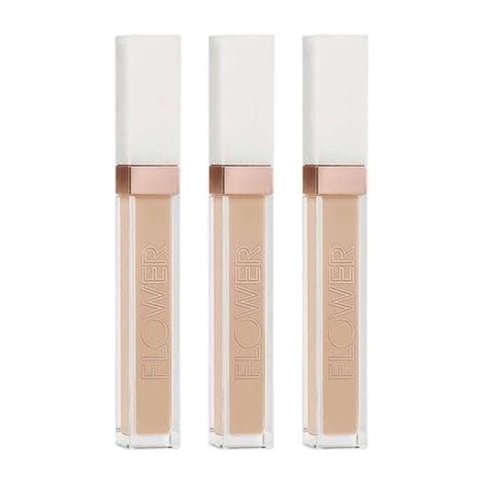 FLOWER Beauty Light Illusion Full Coverage Concealer | Hydrating, Weightless Formula Conceals, Corrects, Covers Dark Circles, Imperfections, Fine Lines and Fatigue | All-Day Wear – Sand (Pack of 3)-VivaGrace Women