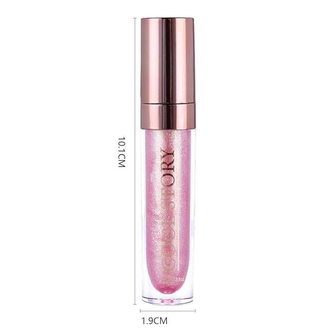 GECOMO Colorful Explosive Pearlescent Lip Gloss 3D Multifunctional Fine Glitter Chameleon Lip Gloss Polarized Diamond Makeup, Magic Big Brush Color Changing Lip Oil(102# GOLD GLITTER)-VivaGrace Women