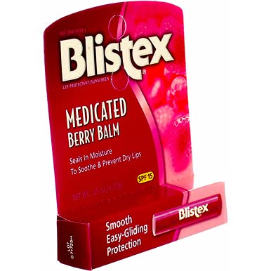 Blistex Medicated Berry Balm SPF 15 0.15 oz (Pack of 7)-VivaGrace Women