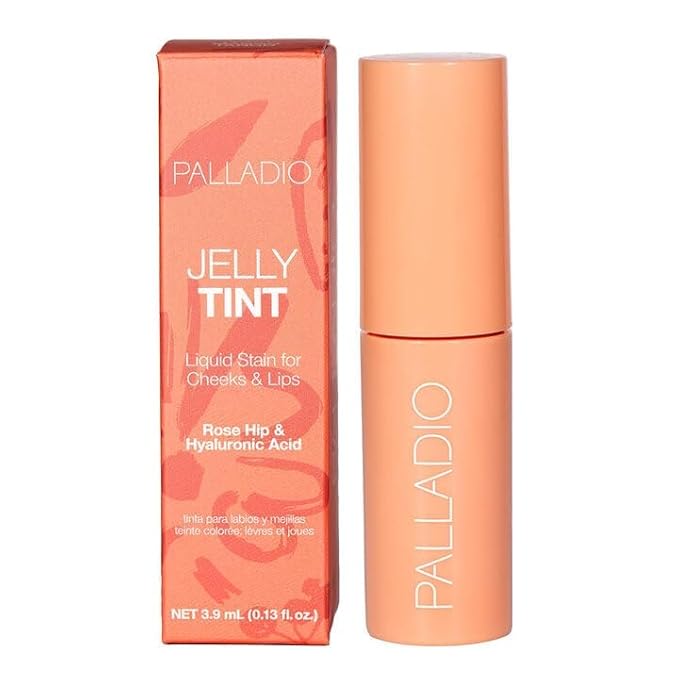 Palladio Jelly Tint, Liquid Stain for Cheeks & Lips, Vivid Color Lip Stain, Lightweight Non-Sticky and Transfer-proof, Natural Finish Makeup, Mango Tango-VivaGrace Women