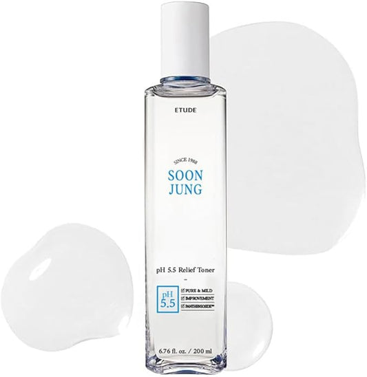 ETUDE SoonJung pH5.5 Relief Toner, Toner for Face, Hydrating Toner for Sensitive Skin, Vegan Face Toner, Panthenol, Madecassoside, Moisturizer, Korean Skin Care, Korean Toner, Beauty (6.76 Fl Oz)-VivaGrace Women
