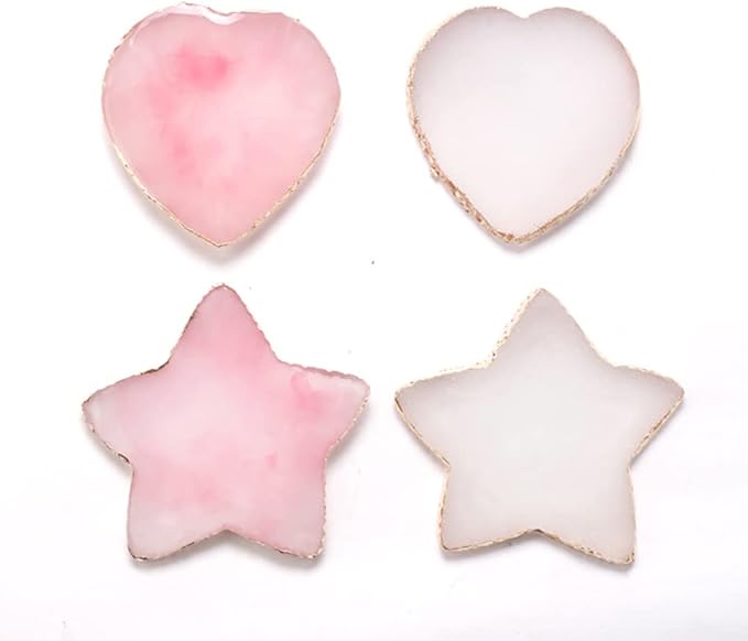 Heart Shape Resin Palette Nail Art Painting Palette Nail Design Palette Gold Edge Nail Holder Makeup Display Board Manicure Tool Pink-VivaGrace Women
