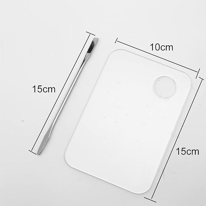 Set of 2 Acrylic Makeup Palette and Metal Spatula Acrylic Cosmetic Palette Cosmetic Artist Palette Mixing Palette with Spatula Nail Art Eye Shadow Lipsticks Mixing Makeup Tools, 10 x 15cm-VivaGrace Women