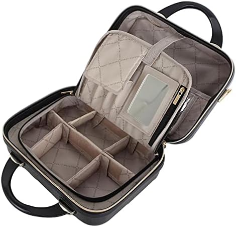2-in-1 Essential St. Tropez Design Beauty Case - Black/Cream Python, Rose Gold-VivaGrace Women