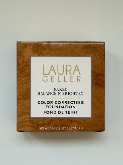 LAURA GELLER NEW YORK Award-Winning Baked Balance-n-Brighten Color Correcting Powder Foundation - Porcelain - Buildable Light to Medium Coverage - Demi-Matte Natural Finish-VivaGrace Women