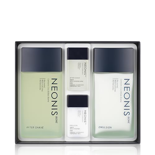 WELCOS Kwailnara NEONIS Aftershave 5.07 Fl oz & Emulsion 5.07 Fl oz with Convenient 1 Fl oz Travel Sizes Each | Gift Set | Korean Men's Skincare-VivaGrace Women