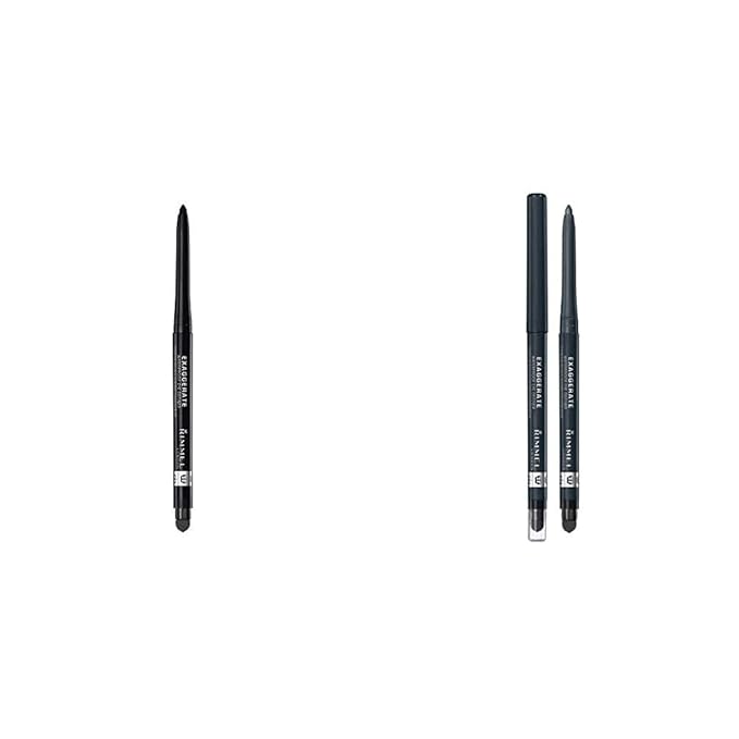 Rimmel Exaggerate Eye Definer, Blackest Black, 1 Count, Waterproof Long Lasting Easy Twist Up Self-S Exaggerate Auto Waterproof Eye Definer, Earl Grey, 0.01 Fluid Ounce, 1 Count
