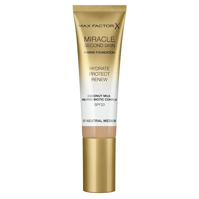 Max Factor Miracle Second Skin Foundation SPF 20-07 Neutral Medium Foundation Women 1.01 oz-VivaGrace Women