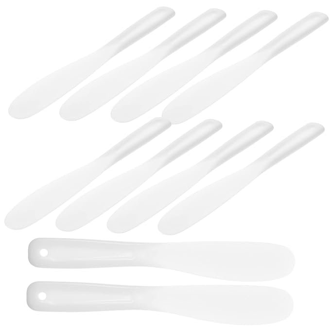 Beaupretty 10pcs Tool Stick White Makeup Silicone Makeup Spatula Mini Silicone Spatula Silicone Stirring Tools Spatulas Cosmetic Long Spatula Barber Film Stick Face-VivaGrace Women