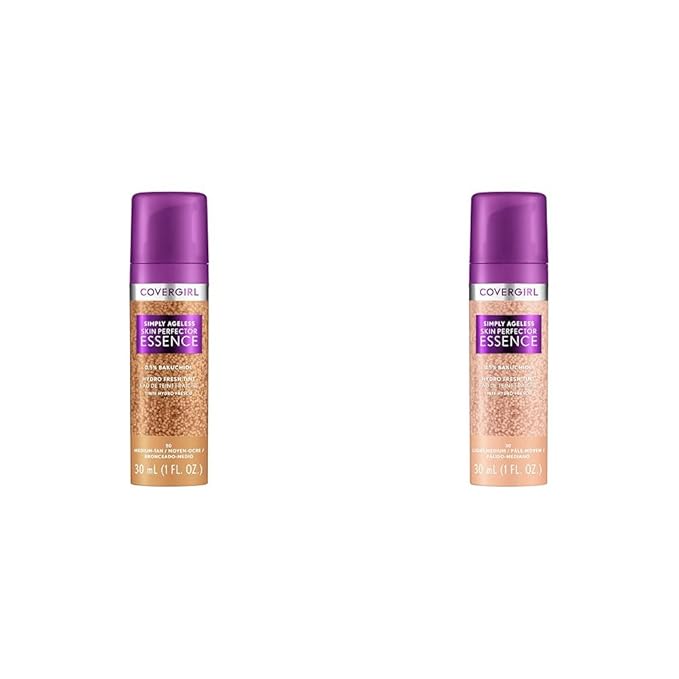 Covergirl Simply Ageless Skin Perfector Essence Foundation Bundle with Shades 50 Medium-Tan and 30 Light-Medium, 1oz Each-VivaGrace Women