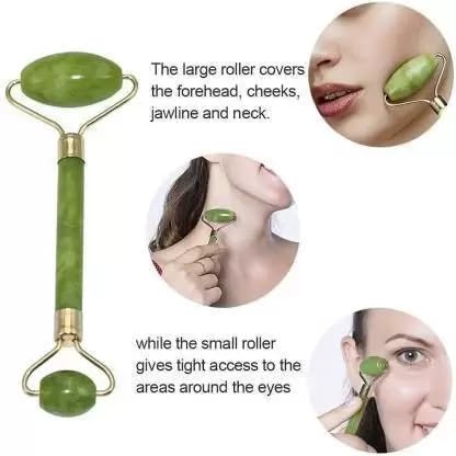 Green Jade Roller & Gua Sha Set, Face Roller Manual Massager,Green Jade Applicator for Face, Neck,Body Muscle,Relaxing, Stimulating Blood Flow, Relieve Fine Lines, Wrinkles,Green-VivaGrace Women