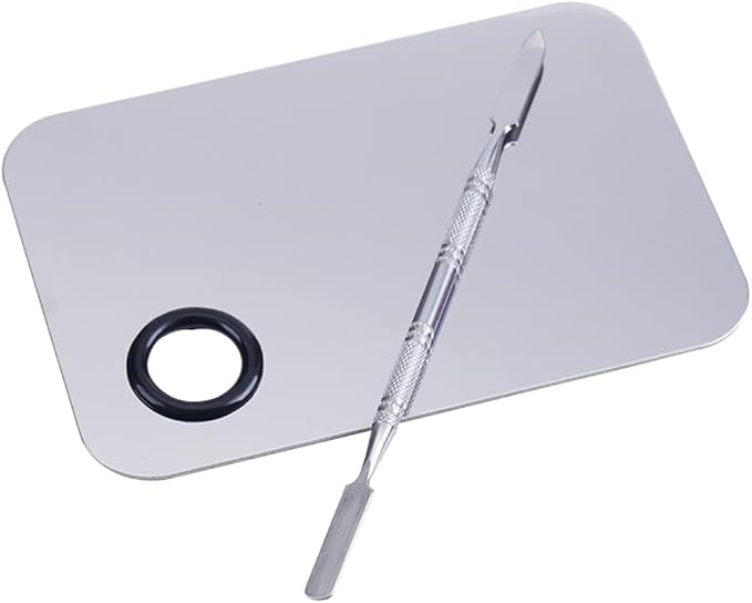 Makeup Mixing Palette,Stainless Steel Foundation Palette Cosmetic Mixing Makeup Palette Eye Shadow Eyelash Makeup Plate with Spatula Rod for Mixing Foundation Eye Shadow Eyelash Nail Art-VivaGrace Women